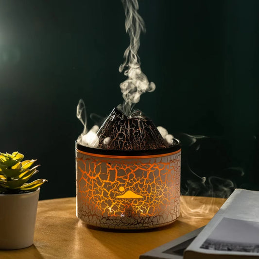 New Elegant, stylish, and compact 180ml Mini Volcanic Flame Essential Oils Diffuser Air Purifier Humidifier for Bedroom. Enhance