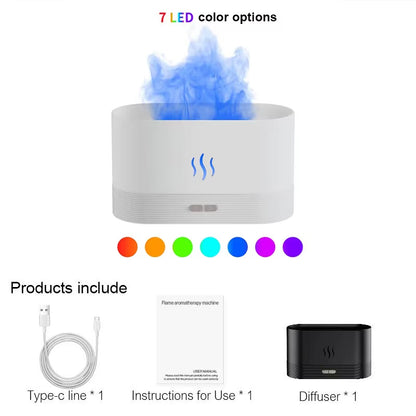 Aroma Diffuser Air Humidifier Ultrasonic Cool Mist Maker Fogger Led Essential Oil Flame Lamp Difusor