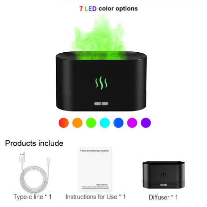 Aroma Diffuser Air Humidifier Ultrasonic Cool Mist Maker Fogger Led Essential Oil Flame Lamp Difusor