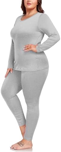 ForHailey Thermal Underwear Plus Size Womens Fleece Set