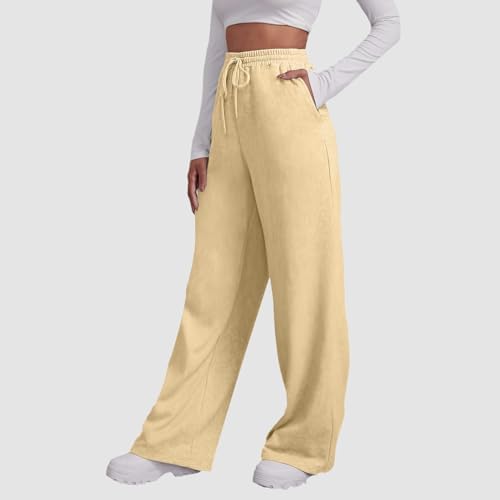 DSODAN Womens Cargo Sweatpants Wide Leg Fleece Y2K Pants for Women