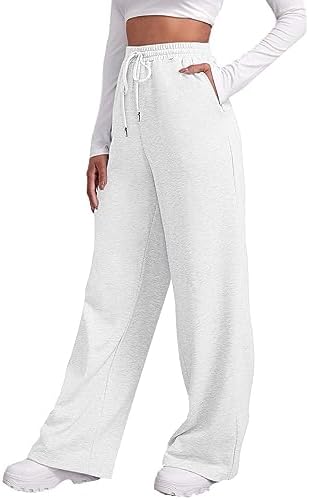 Premium Womens Wide Leg Fleece Joggers with Elastic Waistband and Cozy Design