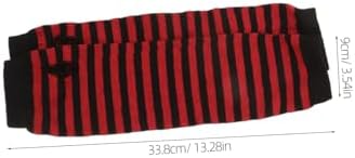 Ipetboom Women Striped Fingerless Gloves with Elbow Warmers