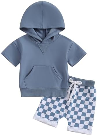 Toddler Baby Boy Summer Hooded Outfit 2Pcs Set