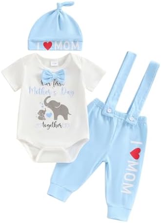 Frietlebird Newborn Baby Boy Coming Home Romper Pants 3Pcs Set