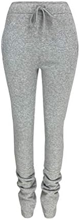 Warm Stretchy Womens Fleece-Lined Stacked Jogger Pants