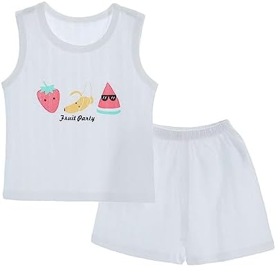Toddler Boy Breathable Tank Top Fruit Print Shorts Home Set