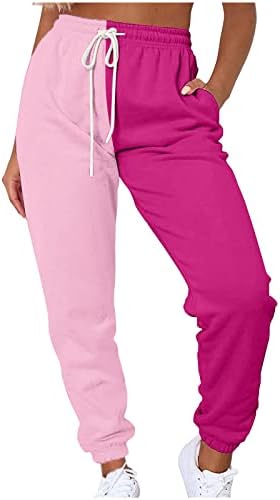 Womens Color Block Patchwork Joggers
