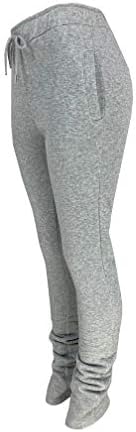 Warm Stretchy Womens Fleece-Lined Stacked Jogger Pants