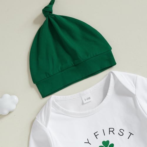 My First St Patricks Day Baby Boy Outfit - Clover Print Romper Set