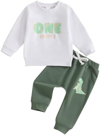 adorable 1st birthday Dinosaurs sweatshirt and joggers set for boys
