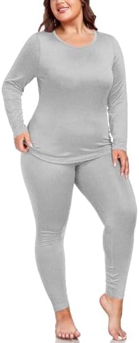 ForHailey Thermal Underwear Plus Size Womens Fleece Set