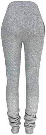 Warm Stretchy Womens Fleece-Lined Stacked Jogger Pants