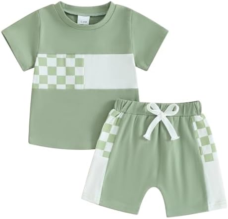 4th of July Toddler Boys Plaid Outfit Set
