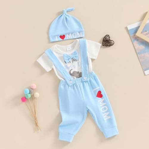 Frietlebird Newborn Baby Boy Coming Home Romper Pants 3Pcs Set