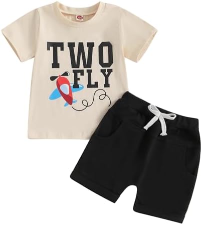 Comfortable Toddler Boy Birthday Outfit - Airplane Letter Print