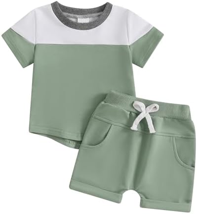 Breathable Contrast Color Toddler Boys 2PC Summer Set