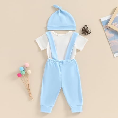 Frietlebird Newborn Baby Boy Coming Home Romper Pants 3Pcs Set