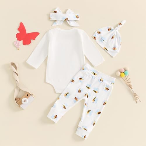 Newborn Baby Essentials Set - Body suit Pants Hat Headband