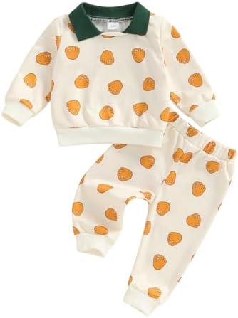 Comfortable Toddler Baseball Glove Print Fall Pants Set