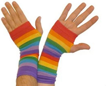 Rainbow Fingerless Gloves Punk Gothic Style