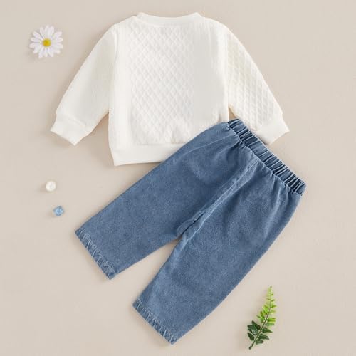Toddler Fall Clothes Lil Bro Denim Pants Set 2Pcs Boy