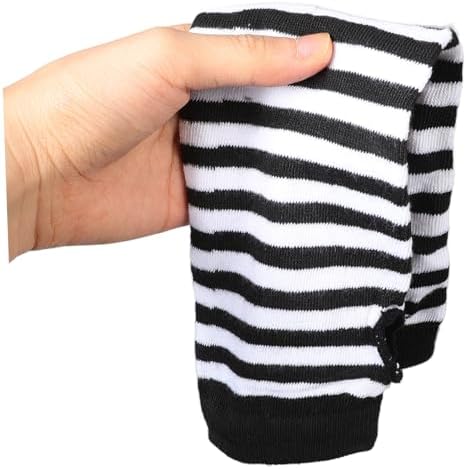Ipetboom Women Striped Fingerless Gloves with Elbow Warmers