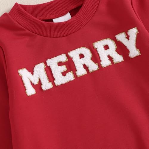Toddler Boy Christmas Outfit 2PCS Merry Letter Print Set