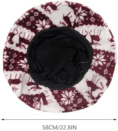 Christmas Warm Faux Fur Bucket Hat for Women Men