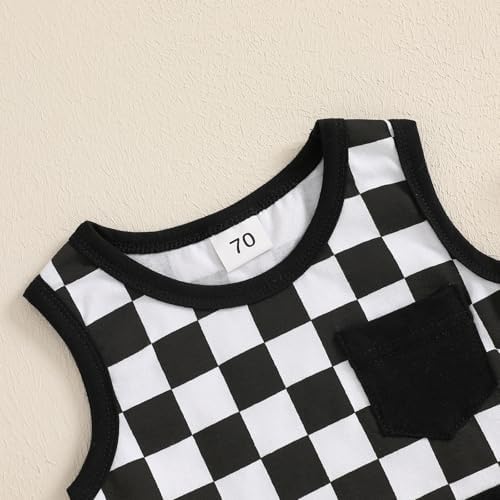 Meiweileya Baby Boy Checkered Tank Short Set
