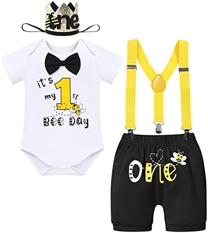First Bee Day Baby Boy Romper Set