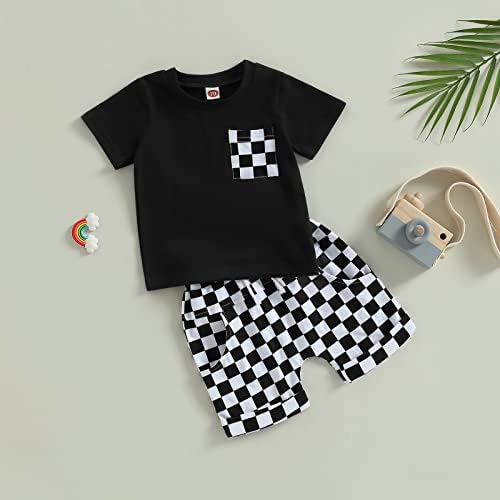 Gueuusu Toddler Boy Summer Outfit Plaid Design