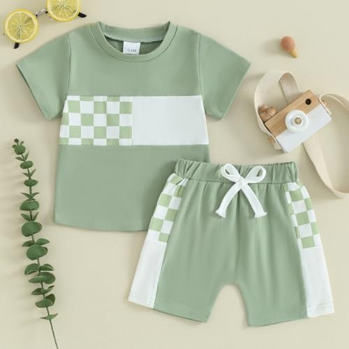 4th of July Toddler Boys Plaid Outfit Set