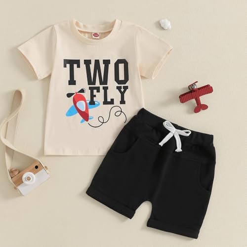 Comfortable Toddler Boy Birthday Outfit - Airplane Letter Print