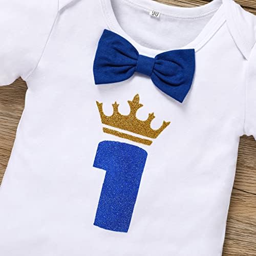 GRNSHTS 1st Birthday Baby Boy Bow Tie Romper - Funny First Party Gown