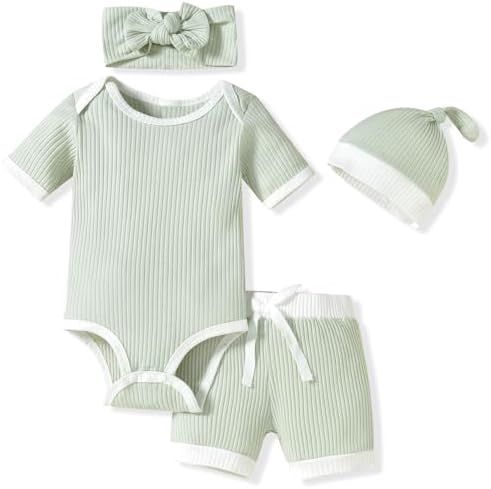 HINTINA Gender-Neutral Baby Shorts Outfits Summer Essentials for Boys Girls