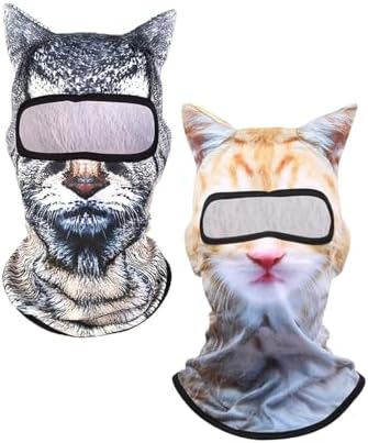 Cat Ski Mask Full-Back 3D Cat Balaclava with Ears