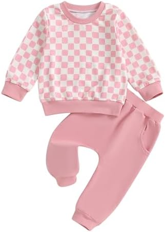 Toddler Boys Style Checked Plaid Sweatshirt Jogger Set