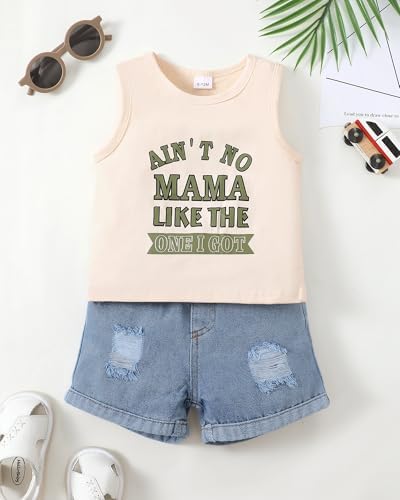 NZRVAWS Toddler Boy Summer Tank Shorts Set Fun Letter Print