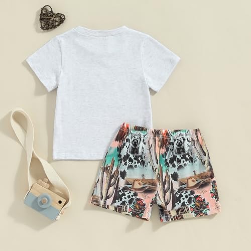 Covvoliy Toddler Western Cow Print Outfit Casual Adorable for Boys