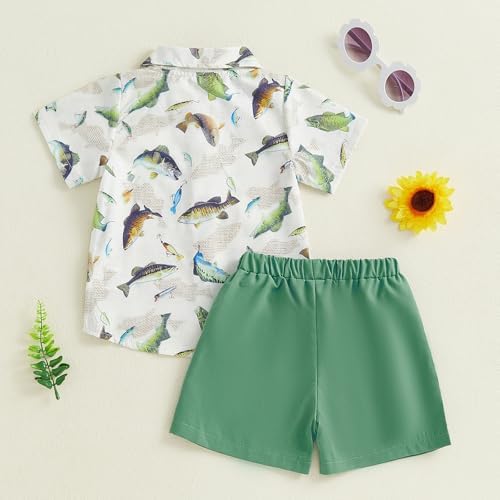 Perfect Choice Gaono Toddler Boy Fish Print Fishing Outfit for Summer