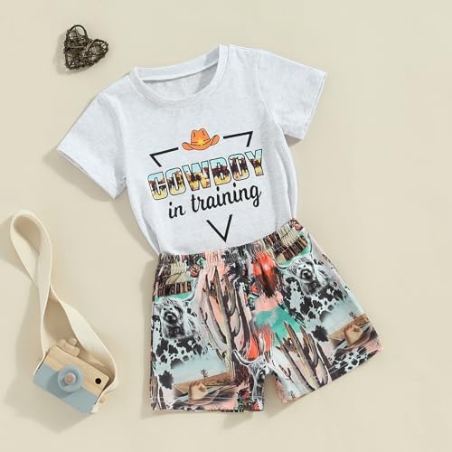 Covvoliy Toddler Western Cow Print Outfit Casual Adorable for Boys