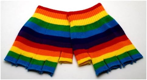 Rainbow Fingerless Gloves Punk Gothic Style