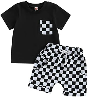 Gueuusu Toddler Boy Summer Outfit Plaid Design