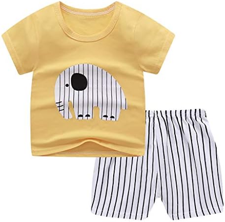 AMIMOJY Kids Cartoon Animal Printed Summer Outfit for Boys