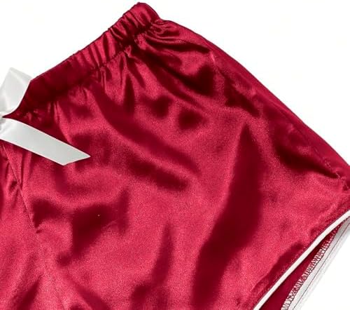 Womens Red Satin Button-Down Pajamas Set Plus Size