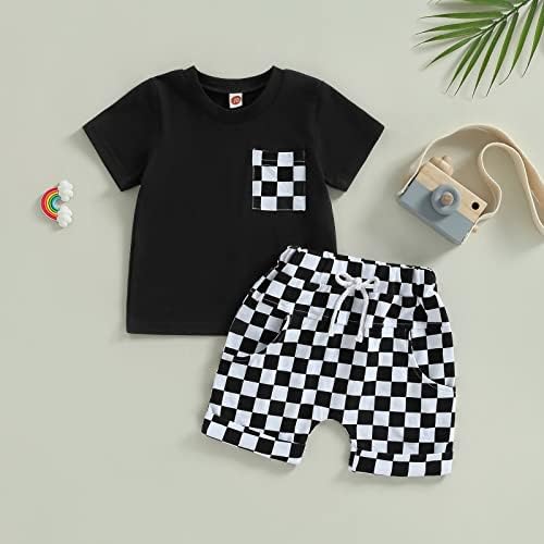 Gueuusu Toddler Boy Summer Outfit Plaid Design