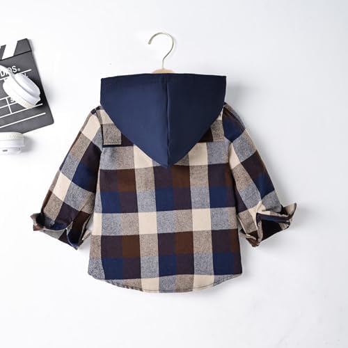 FOCICI Toddler Boy Plaid Button Down Jacket