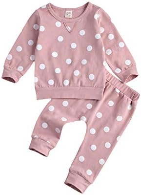 Newborn Boys Girls 2-Piece Outfit Set Long Sleeve Polka Dot TopPants