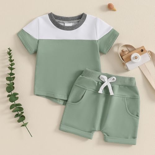 Breathable Contrast Color Toddler Boys 2PC Summer Set